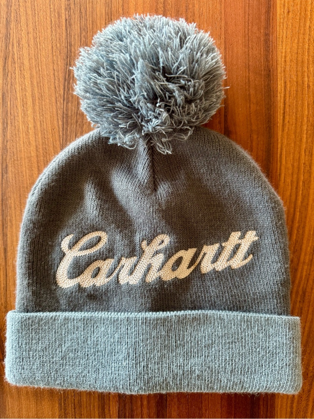 Carhartt Blue Pom Beanie with Retro Carhartt logo - OS